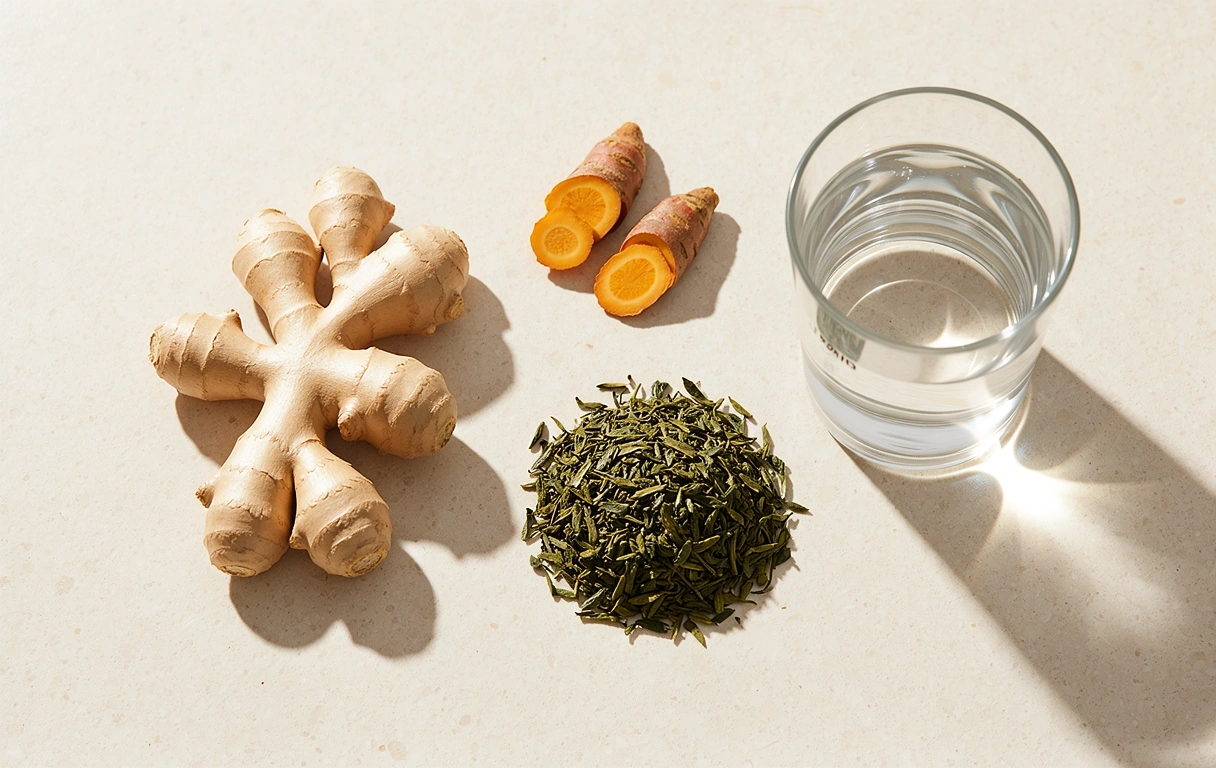 Natural nutritional elements on a clean surface